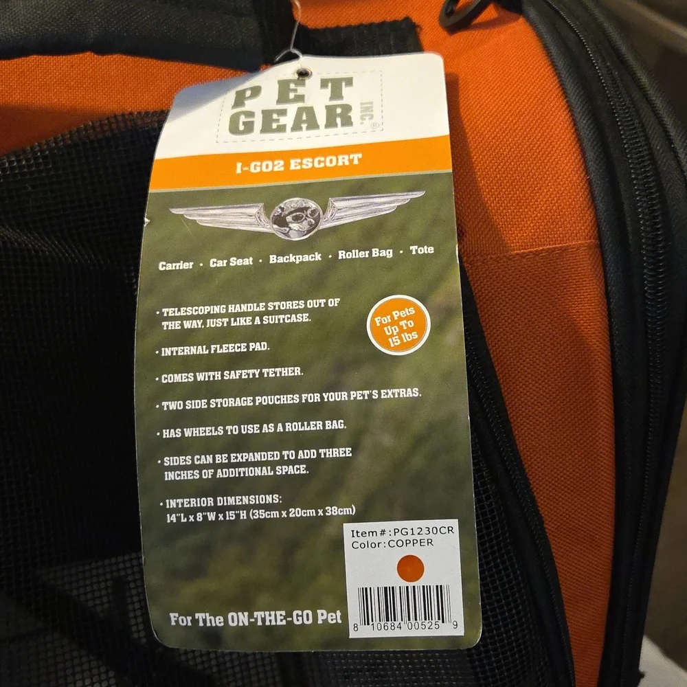 Pet Gear Orange and Black Pet Carrier I-GO2 ESCORT